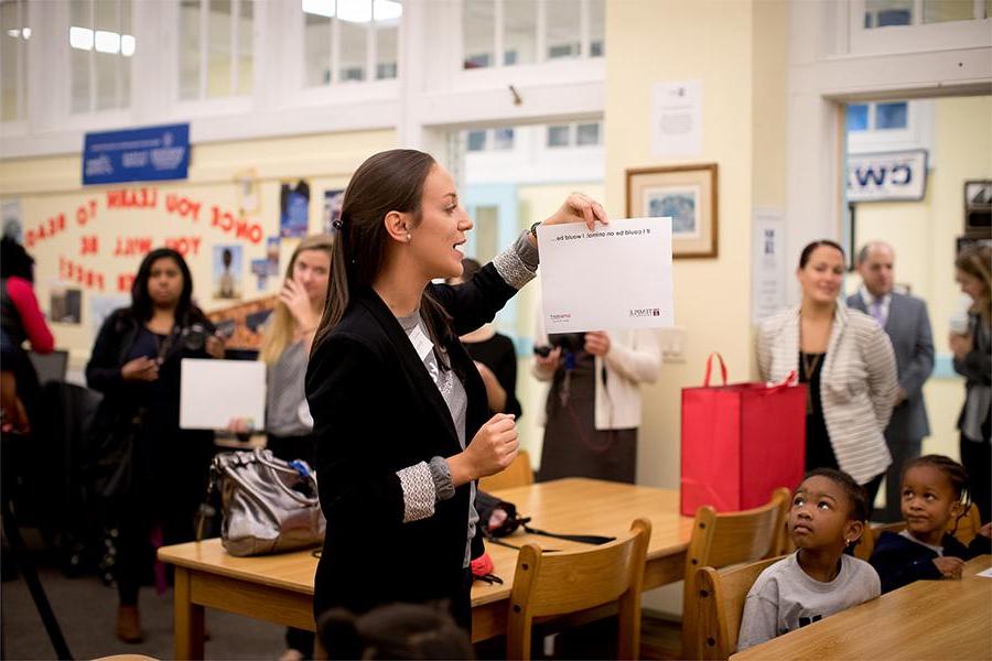 Education student student teaching in a classroom